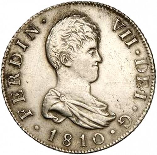2 Reales Obverse Image minted in SPAIN in 1810FS (1808-33  -  FERNANDO VII)  - The Coin Database