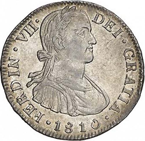 2 Reales Obverse Image minted in SPAIN in 1810HJ (1808-33  -  FERNANDO VII)  - The Coin Database