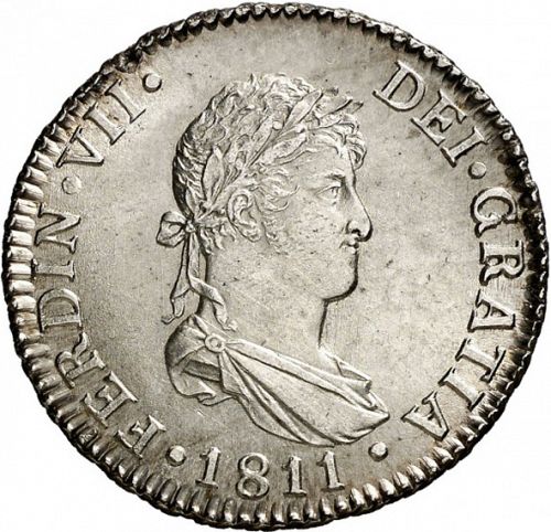 2 Reales Obverse Image minted in SPAIN in 1811CI (1808-33  -  FERNANDO VII)  - The Coin Database
