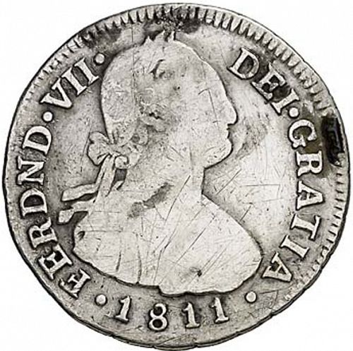 2 Reales Obverse Image minted in SPAIN in 1811JF (1808-33  -  FERNANDO VII)  - The Coin Database