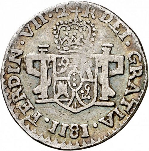 2 Reales Obverse Image minted in SPAIN in 1811 (1810-22  -  FERNANDO VII - Independence War)  - The Coin Database