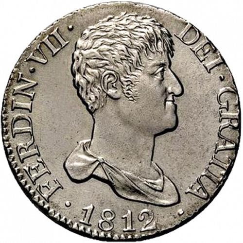 2 Reales Obverse Image minted in SPAIN in 1812IJ (1808-33  -  FERNANDO VII)  - The Coin Database