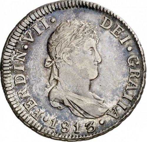2 Reales Obverse Image minted in SPAIN in 1813FJ (1808-33  -  FERNANDO VII)  - The Coin Database