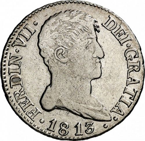 2 Reales Obverse Image minted in SPAIN in 1813GJ (1808-33  -  FERNANDO VII)  - The Coin Database