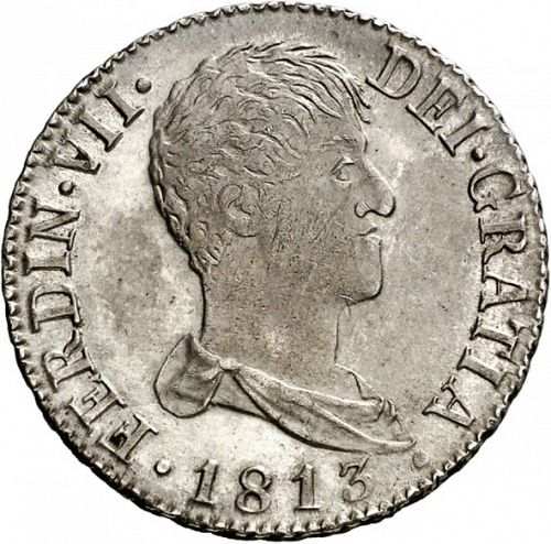 2 Reales Obverse Image minted in SPAIN in 1813IG (1808-33  -  FERNANDO VII)  - The Coin Database