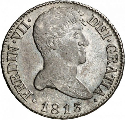 2 Reales Obverse Image minted in SPAIN in 1813IJ (1808-33  -  FERNANDO VII)  - The Coin Database