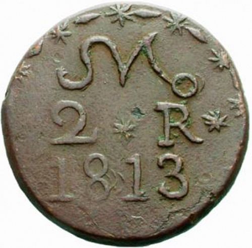 2 Reales Obverse Image minted in SPAIN in 1813 (1810-22  -  FERNANDO VII - Independence War)  - The Coin Database