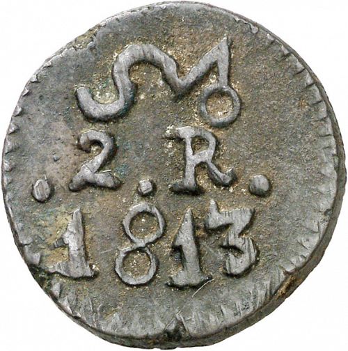 2 Reales Obverse Image minted in SPAIN in 1813 (1810-22  -  FERNANDO VII - Independence War)  - The Coin Database