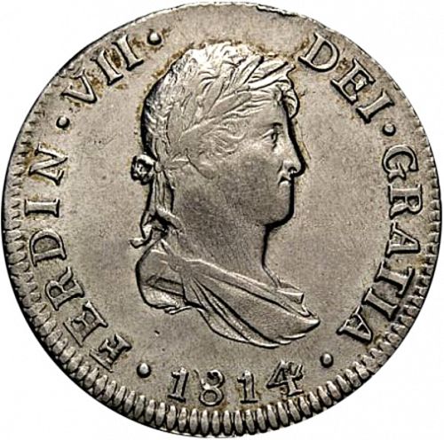 2 Reales Obverse Image minted in SPAIN in 1814JJ (1808-33  -  FERNANDO VII)  - The Coin Database