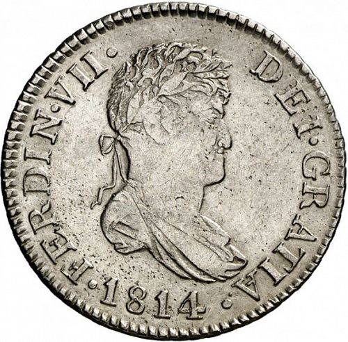 2 Reales Obverse Image minted in SPAIN in 1814SF (1808-33  -  FERNANDO VII)  - The Coin Database