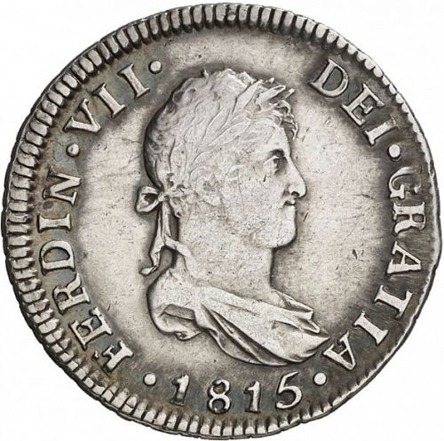 2 Reales Obverse Image minted in SPAIN in 1815FJ (1808-33  -  FERNANDO VII)  - The Coin Database