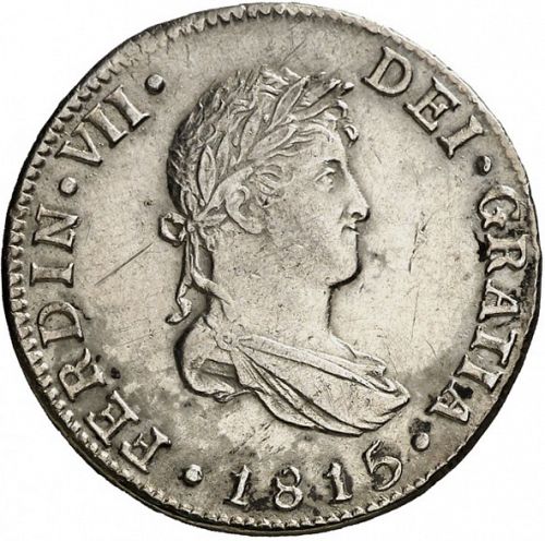 2 Reales Obverse Image minted in SPAIN in 1815JJ (1808-33  -  FERNANDO VII)  - The Coin Database