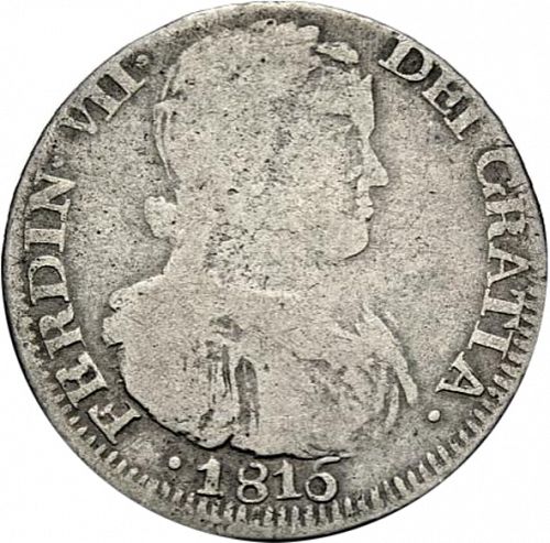 2 Reales Obverse Image minted in SPAIN in 1816AG (1808-33  -  FERNANDO VII)  - The Coin Database