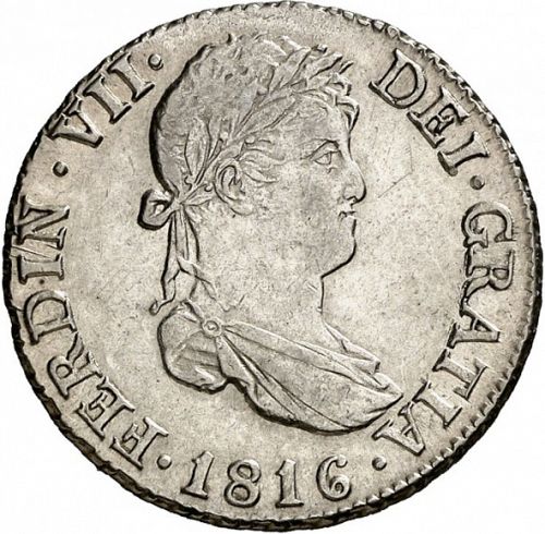 2 Reales Obverse Image minted in SPAIN in 1816GJ (1808-33  -  FERNANDO VII)  - The Coin Database