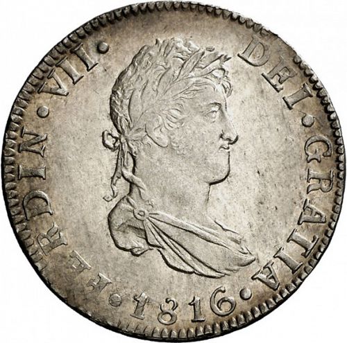2 Reales Obverse Image minted in SPAIN in 1816JJ (1808-33  -  FERNANDO VII)  - The Coin Database