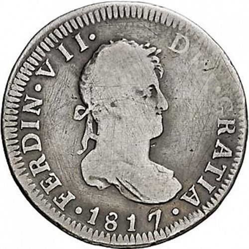 2 Reales Obverse Image minted in SPAIN in 1817FJ (1808-33  -  FERNANDO VII)  - The Coin Database