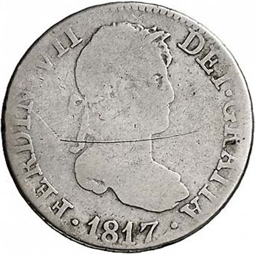 2 Reales Obverse Image minted in SPAIN in 1817GJ (1808-33  -  FERNANDO VII)  - The Coin Database