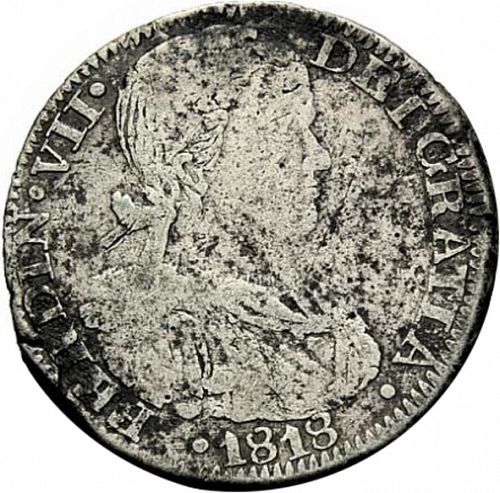 2 Reales Obverse Image minted in SPAIN in 1818AG (1808-33  -  FERNANDO VII)  - The Coin Database