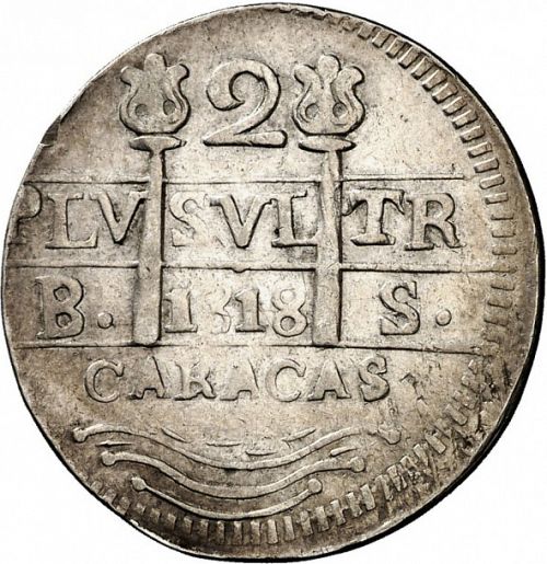 2 Reales Obverse Image minted in SPAIN in 1818BS (1810-22  -  FERNANDO VII - Independence War)  - The Coin Database