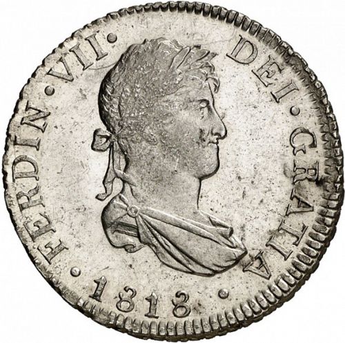 2 Reales Obverse Image minted in SPAIN in 1818JP (1808-33  -  FERNANDO VII)  - The Coin Database