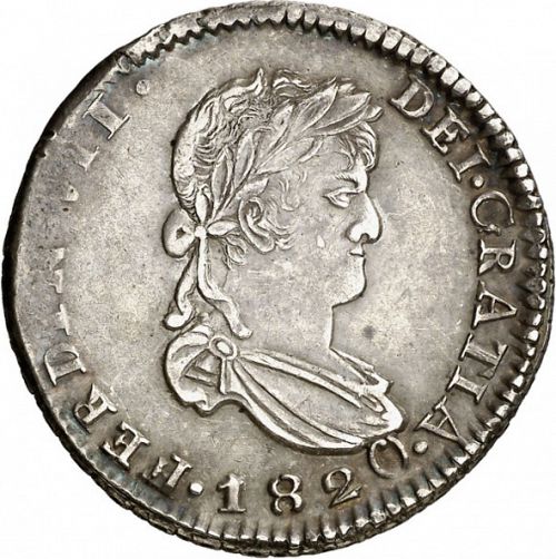 2 Reales Obverse Image minted in SPAIN in 1820AG (1808-33  -  FERNANDO VII)  - The Coin Database