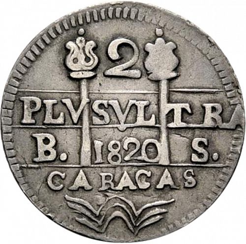2 Reales Obverse Image minted in SPAIN in 1820BS (1810-22  -  FERNANDO VII - Independence War)  - The Coin Database