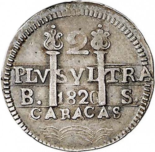 2 Reales Obverse Image minted in SPAIN in 1820BS (1810-22  -  FERNANDO VII - Independence War)  - The Coin Database