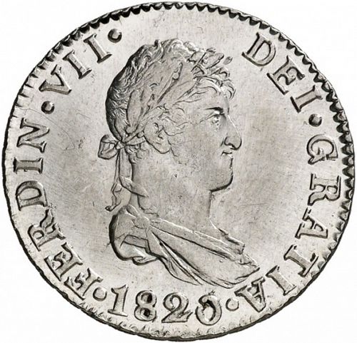 2 Reales Obverse Image minted in SPAIN in 1820CJ (1808-33  -  FERNANDO VII)  - The Coin Database
