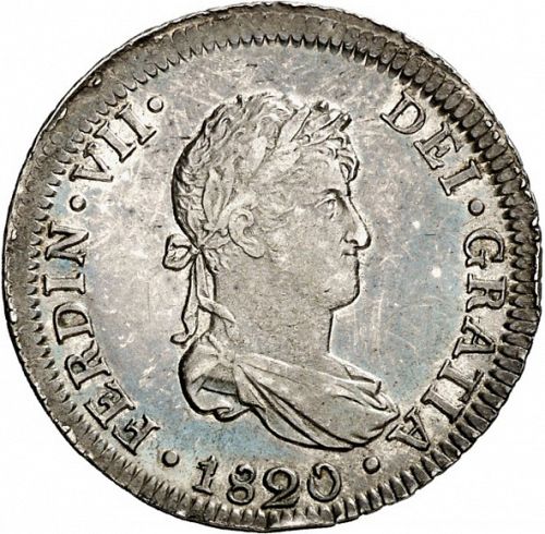 2 Reales Obverse Image minted in SPAIN in 1820JP (1808-33  -  FERNANDO VII)  - The Coin Database