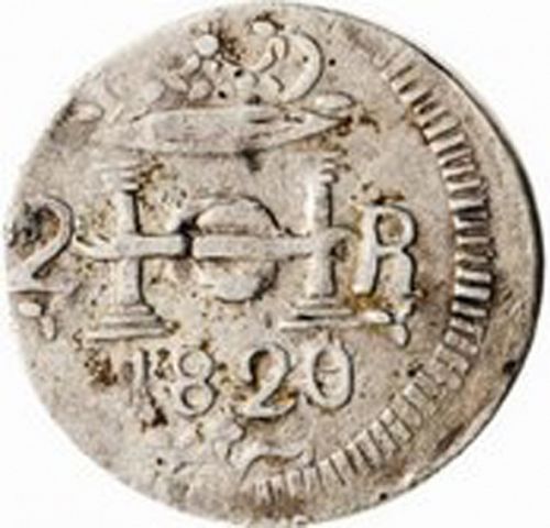 2 Reales Obverse Image minted in SPAIN in 1820 (1810-22  -  FERNANDO VII - Independence War)  - The Coin Database