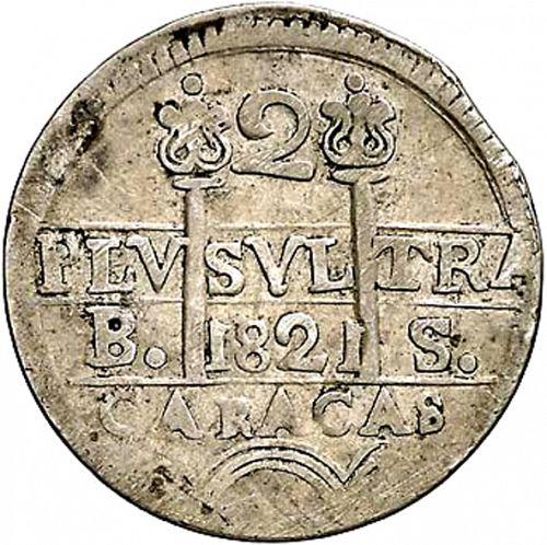 2 Reales Obverse Image minted in SPAIN in 1821BS (1810-22  -  FERNANDO VII - Independence War)  - The Coin Database