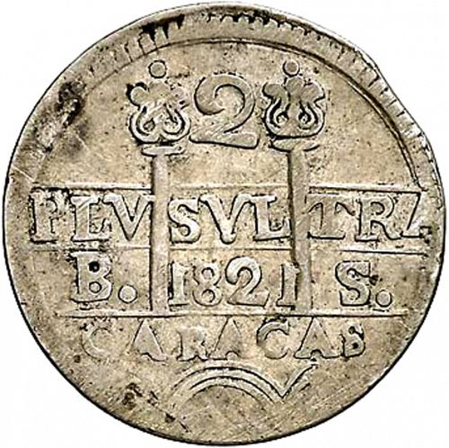 2 Reales Obverse Image minted in SPAIN in 1821BS (1810-22  -  FERNANDO VII - Independence War)  - The Coin Database