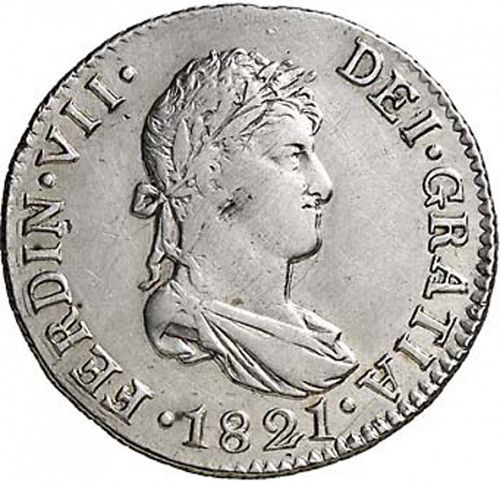 2 Reales Obverse Image minted in SPAIN in 1821CJ (1808-33  -  FERNANDO VII)  - The Coin Database
