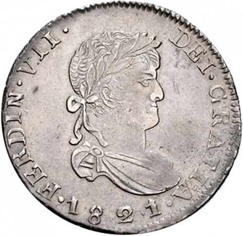 2 Reales Obverse Image minted in SPAIN in 1821RG (1808-33  -  FERNANDO VII)  - The Coin Database