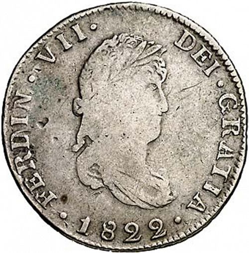 2 Reales Obverse Image minted in SPAIN in 1822JM (1808-33  -  FERNANDO VII)  - The Coin Database