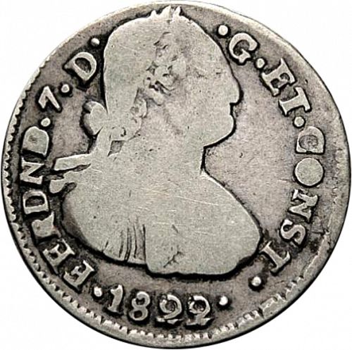 2 Reales Obverse Image minted in SPAIN in 1822O (1808-33  -  FERNANDO VII)  - The Coin Database