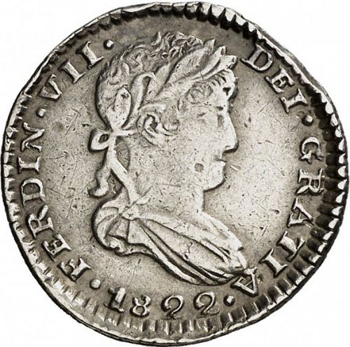 2 Reales Obverse Image minted in SPAIN in 1822RG (1808-33  -  FERNANDO VII)  - The Coin Database