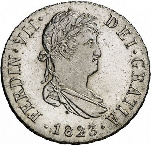 2 Reales Obverse Image minted in SPAIN in 1823AJ (1808-33  -  FERNANDO VII)  - The Coin Database