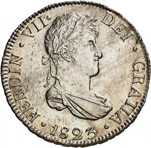 2 Reales Obverse Image minted in SPAIN in 1823PJ (1808-33  -  FERNANDO VII)  - The Coin Database
