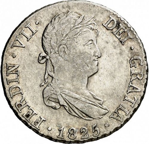 2 Reales Obverse Image minted in SPAIN in 1825AJ (1808-33  -  FERNANDO VII)  - The Coin Database