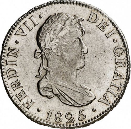 2 Reales Obverse Image minted in SPAIN in 1825JL (1808-33  -  FERNANDO VII)  - The Coin Database