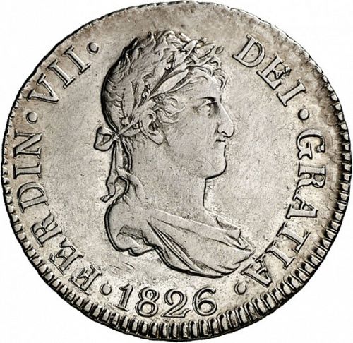 2 Reales Obverse Image minted in SPAIN in 1826JB (1808-33  -  FERNANDO VII)  - The Coin Database