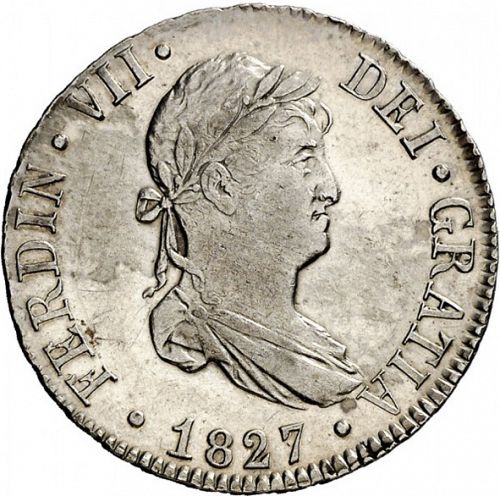 2 Reales Obverse Image minted in SPAIN in 1827JB (1808-33  -  FERNANDO VII)  - The Coin Database