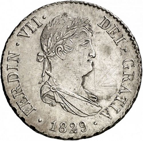 2 Reales Obverse Image minted in SPAIN in 1829AJ (1808-33  -  FERNANDO VII)  - The Coin Database