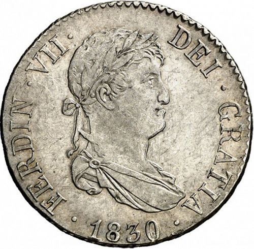 2 Reales Obverse Image minted in SPAIN in 1830AJ (1808-33  -  FERNANDO VII)  - The Coin Database