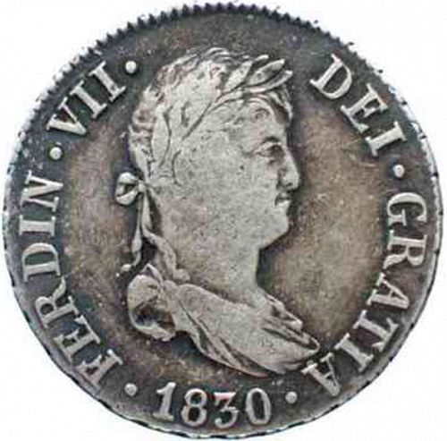 2 Reales Obverse Image minted in SPAIN in 1830JB (1808-33  -  FERNANDO VII)  - The Coin Database