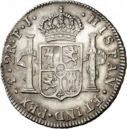 2 Reales Reverse Image minted in SPAIN in 1813PJ (1808-33  -  FERNANDO VII)  - The Coin Database