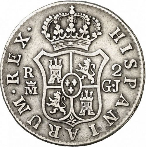 2 Reales Reverse Image minted in SPAIN in 1814GJ (1808-33  -  FERNANDO VII)  - The Coin Database
