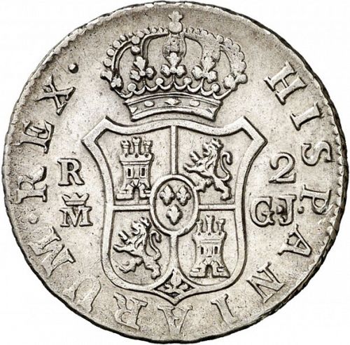 2 Reales Reverse Image minted in SPAIN in 1814GJ (1808-33  -  FERNANDO VII)  - The Coin Database