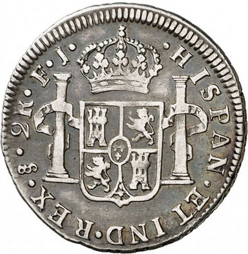 2 Reales Reverse Image minted in SPAIN in 1815FJ (1808-33  -  FERNANDO VII)  - The Coin Database